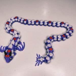 Dragón articulado kawaii Amora de 50 cm lila con corazones rojos